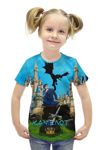 Заказать детскую футболку в Москве. Футболка с полной запечаткой для девочек Камелот от Nataly Isupova - готовые дизайны и нанесение принтов.