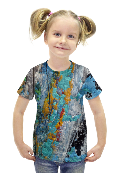 Заказать детскую футболку в Москве. Футболка с полной запечаткой для девочек Взрыв Красок от coolmag - готовые дизайны и нанесение принтов.