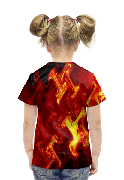 Заказать детскую футболку в Москве. Футболка с полной запечаткой для девочек Огненный узор от THE_NISE  - готовые дизайны и нанесение принтов.