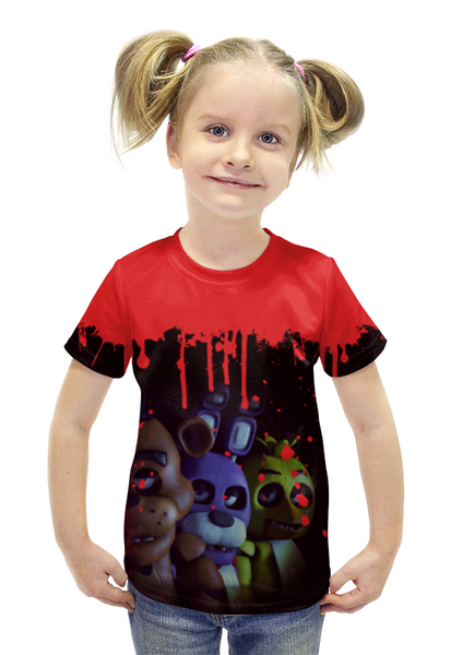 Заказать детскую футболку в Москве. Футболка с полной запечаткой для девочек FNAF - Five Nights at Freddy's от weeert - готовые дизайны и нанесение принтов.