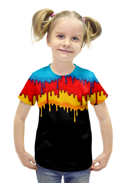 Заказать детскую футболку в Москве. Футболка с полной запечаткой для девочек Краска от THE_NISE  - готовые дизайны и нанесение принтов.