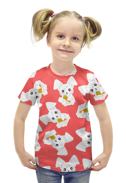 Заказать детскую футболку в Москве. Футболка с полной запечаткой для девочек Кролики от nadegda - готовые дизайны и нанесение принтов.