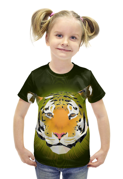Заказать детскую футболку в Москве. Футболка с полной запечаткой для девочек Тигр  от ПРИНТЫ ПЕЧАТЬ  - готовые дизайны и нанесение принтов.