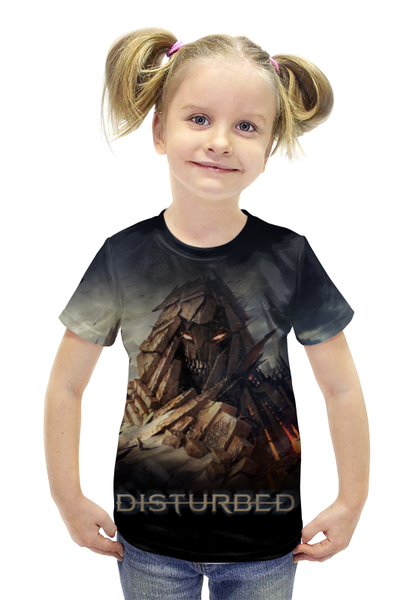 Заказать детскую футболку в Москве. Футболка с полной запечаткой для девочек Disturbed от inPrintio - готовые дизайны и нанесение принтов.