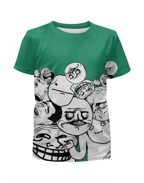Заказать детскую футболку в Москве. Футболка с полной запечаткой для девочек TrollFace от Арам Тахмазян - готовые дизайны и нанесение принтов.