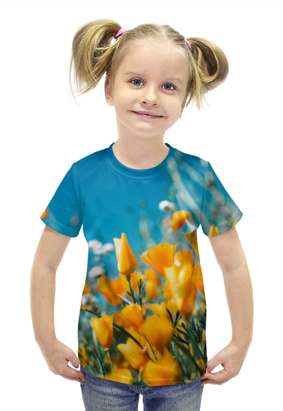 Заказать детскую футболку в Москве. Футболка с полной запечаткой для девочек Весна от FireFoxa - готовые дизайны и нанесение принтов.