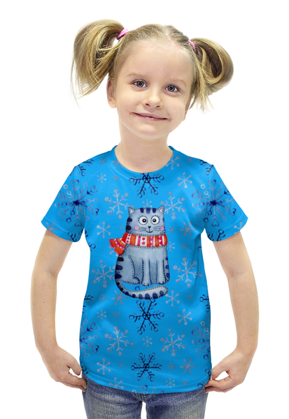 Заказать детскую футболку в Москве. Футболка с полной запечаткой для девочек котенок от THE_NISE  - готовые дизайны и нанесение принтов.