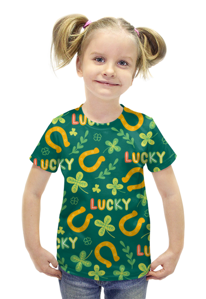 Заказать детскую футболку в Москве. Футболка с полной запечаткой для девочек lucky от THE_NISE  - готовые дизайны и нанесение принтов.