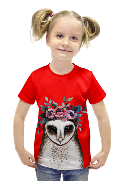 Заказать детскую футболку в Москве. Футболка с полной запечаткой для девочек птица от THE_NISE  - готовые дизайны и нанесение принтов.