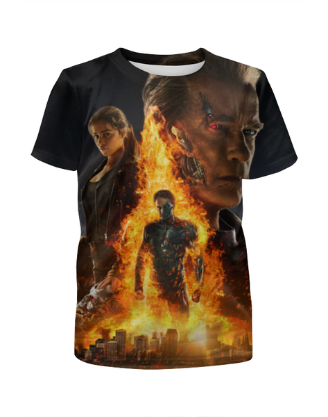 Заказать детскую футболку в Москве. Футболка с полной запечаткой для девочек Terminator от skynatural - готовые дизайны и нанесение принтов.