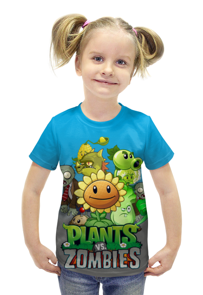 Заказать детскую футболку в Москве. Футболка с полной запечаткой для девочек Plants vs. Zombies от prototip8 - готовые дизайны и нанесение принтов.