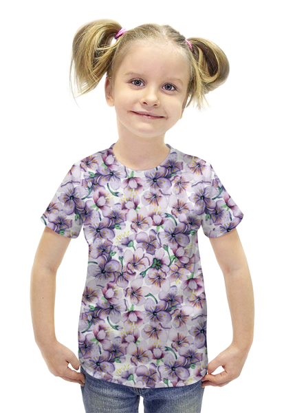 Заказать детскую футболку в Москве. Футболка с полной запечаткой для девочек цветочный узор от THE_NISE  - готовые дизайны и нанесение принтов.