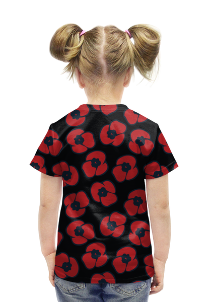Заказать детскую футболку в Москве. Футболка с полной запечаткой для девочек красные маки от irinavk - готовые дизайны и нанесение принтов.