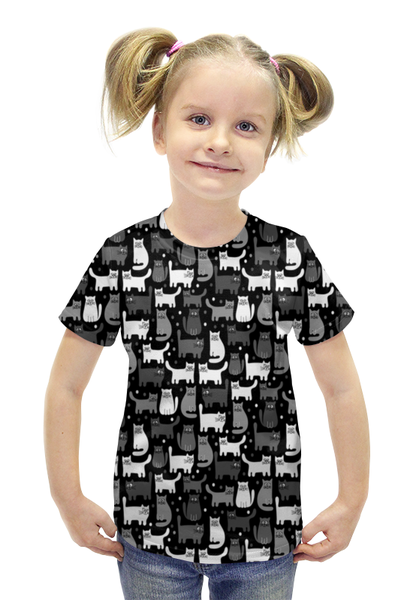 Заказать детскую футболку в Москве. Футболка с полной запечаткой для девочек Котятки от THE_NISE  - готовые дизайны и нанесение принтов.