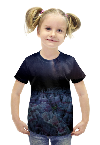 Заказать детскую футболку в Москве. Футболка с полной запечаткой для девочек Звёздная ночь от THE_NISE  - готовые дизайны и нанесение принтов.