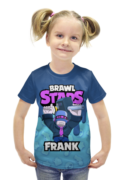 Заказать детскую футболку в Москве. Футболка с полной запечаткой для девочек BRAWL STARS FRANK от geekbox - готовые дизайны и нанесение принтов.