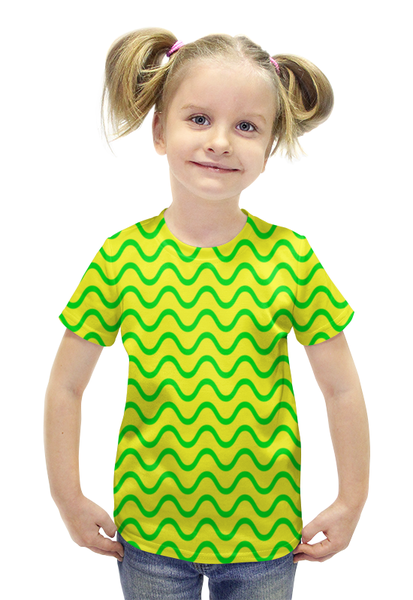 Заказать детскую футболку в Москве. Футболка с полной запечаткой для девочек Узор волн от THE_NISE  - готовые дизайны и нанесение принтов.
