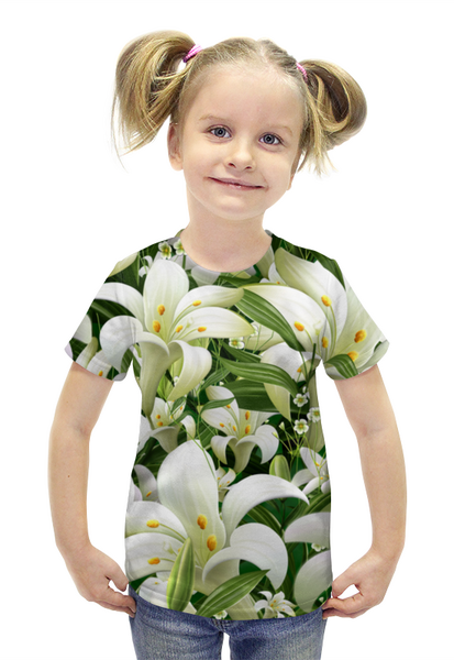 Заказать детскую футболку в Москве. Футболка с полной запечаткой для девочек  ЛИЛИИ от Natali  - готовые дизайны и нанесение принтов.