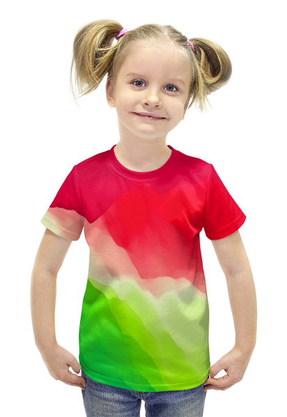 Заказать детскую футболку в Москве. Футболка с полной запечаткой для девочек Переливы цветов от THE_NISE  - готовые дизайны и нанесение принтов.