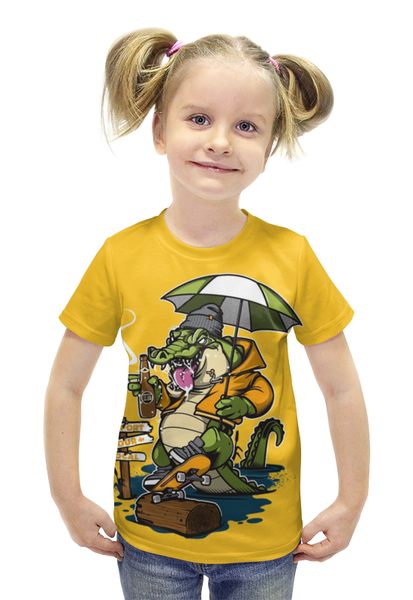 Заказать детскую футболку в Москве. Футболка с полной запечаткой для девочек Крокодил  от ПРИНТЫ ПЕЧАТЬ  - готовые дизайны и нанесение принтов.