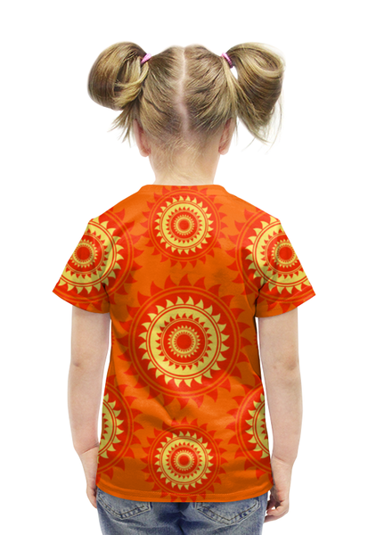 Заказать детскую футболку в Москве. Футболка с полной запечаткой для девочек Солнце от gopotol - готовые дизайны и нанесение принтов.