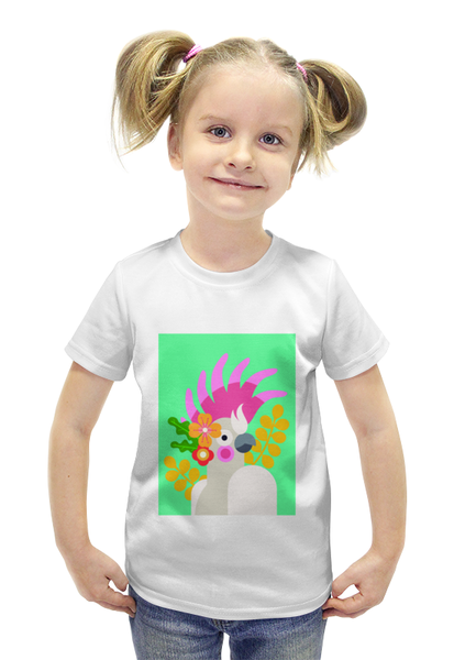 Заказать детскую футболку в Москве. Футболка с полной запечаткой для девочек Попужка от Franka  - готовые дизайны и нанесение принтов.