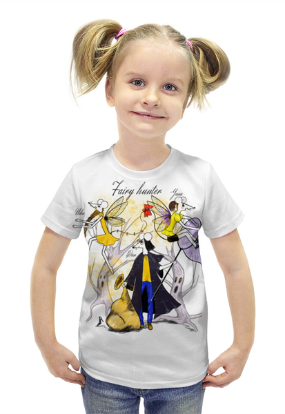 Заказать детскую футболку в Москве. Футболка с полной запечаткой для девочек FAIRY HUNTER от ELENA ZHARINOVA - готовые дизайны и нанесение принтов.