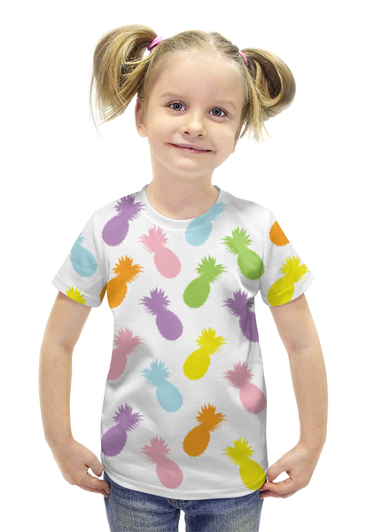 Заказать детскую футболку в Москве. Футболка с полной запечаткой для девочек Ананасы! от alinacat92@mail.ru - готовые дизайны и нанесение принтов.