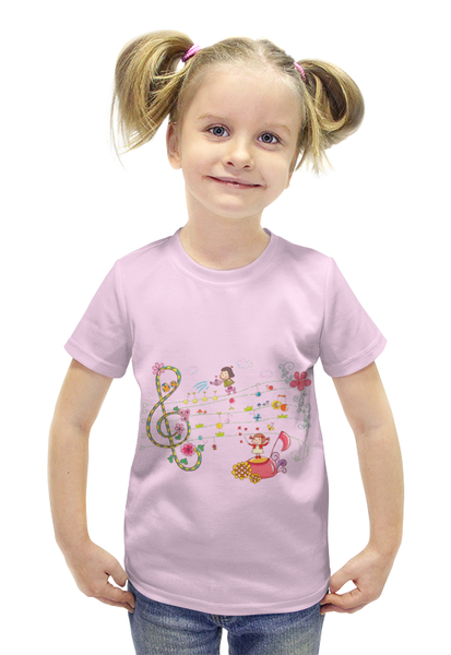 Заказать детскую футболку в Москве. Футболка с полной запечаткой для девочек Музыка от Ирина - готовые дизайны и нанесение принтов.