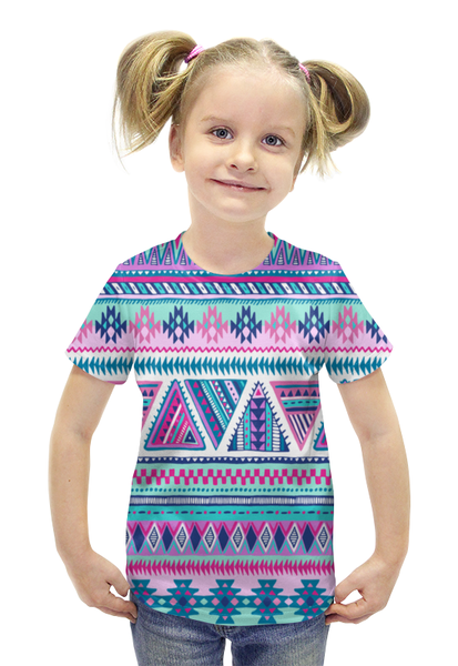Заказать детскую футболку в Москве. Футболка с полной запечаткой для девочек Графические узоры от THE_NISE  - готовые дизайны и нанесение принтов.