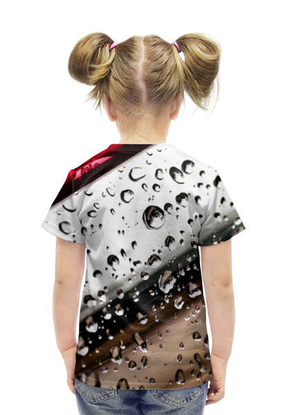 Заказать детскую футболку в Москве. Футболка с полной запечаткой для девочек Капли Воды 3D от coolmag - готовые дизайны и нанесение принтов.