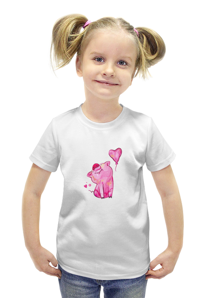 Заказать детскую футболку в Москве. Футболка с полной запечаткой для девочек свинка от THE_NISE  - готовые дизайны и нанесение принтов.