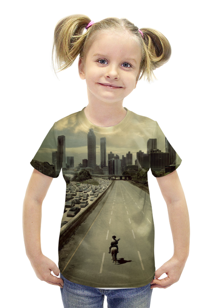 Заказать детскую футболку в Москве. Футболка с полной запечаткой для девочек The walking dead от flipside - готовые дизайны и нанесение принтов.