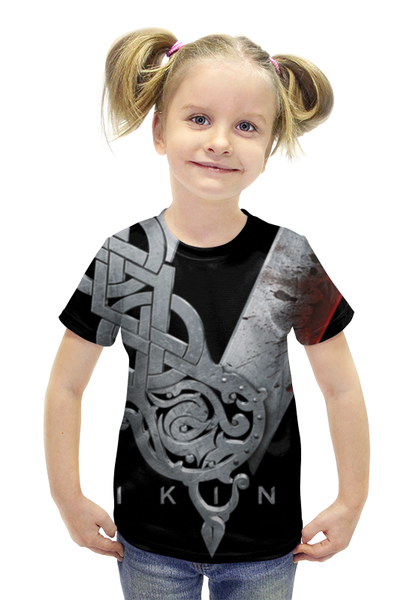 Заказать детскую футболку в Москве. Футболка с полной запечаткой для девочек викинги от satiricon79 - готовые дизайны и нанесение принтов.