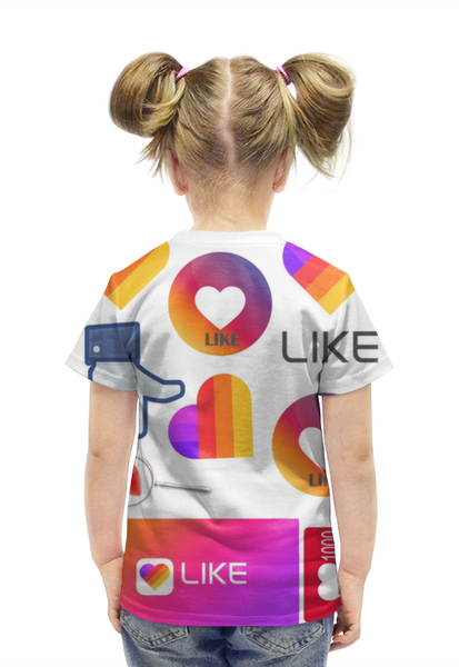 Заказать детскую футболку в Москве. Футболка с полной запечаткой для девочек Лайк Likee Тик Ток от MariYang  - готовые дизайны и нанесение принтов.