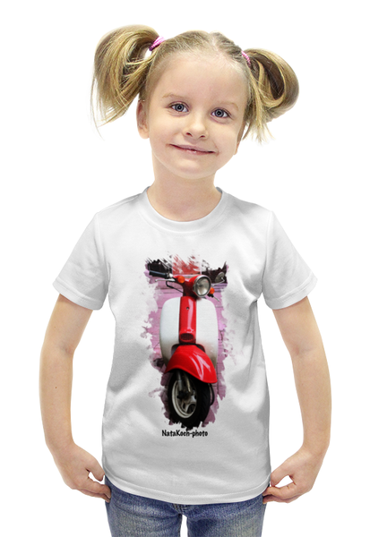 Заказать детскую футболку в Москве. Футболка с полной запечаткой для девочек Скутер от NataKoch  - готовые дизайны и нанесение принтов.