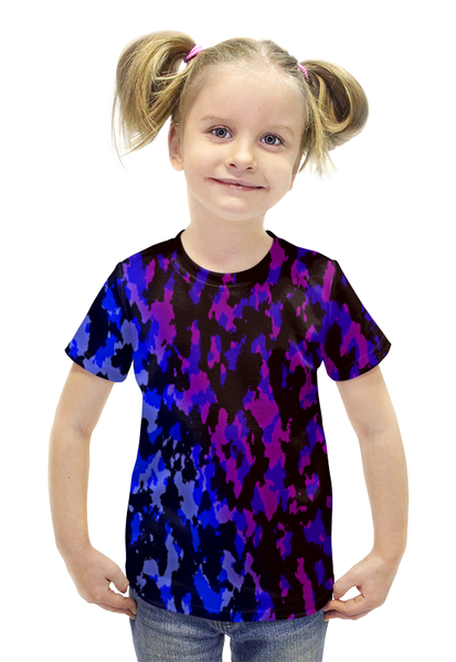 Заказать детскую футболку в Москве. Футболка с полной запечаткой для девочек Цветной камуфляж от THE_NISE  - готовые дизайны и нанесение принтов.