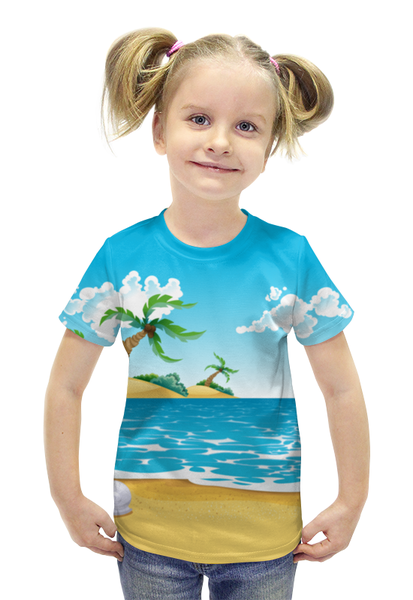 Заказать детскую футболку в Москве. Футболка с полной запечаткой для девочек Летний отдых от nadegda - готовые дизайны и нанесение принтов.