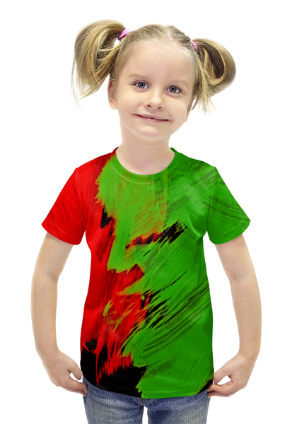 Заказать детскую футболку в Москве. Футболка с полной запечаткой для девочек Битва красок от THE_NISE  - готовые дизайны и нанесение принтов.