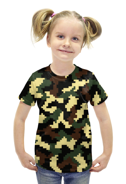 Заказать детскую футболку в Москве. Футболка с полной запечаткой для девочек camouflage style от THE_NISE  - готовые дизайны и нанесение принтов.