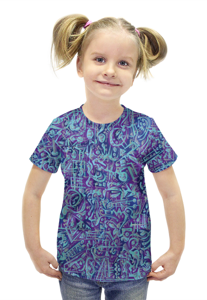 Заказать детскую футболку в Москве. Футболка с полной запечаткой для девочек Голубое в фиолетовом от Vadim Koval - готовые дизайны и нанесение принтов.