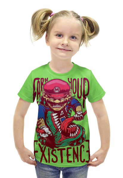 Заказать детскую футболку в Москве. Футболка с полной запечаткой для девочек Злой Марио от Leichenwagen - готовые дизайны и нанесение принтов.