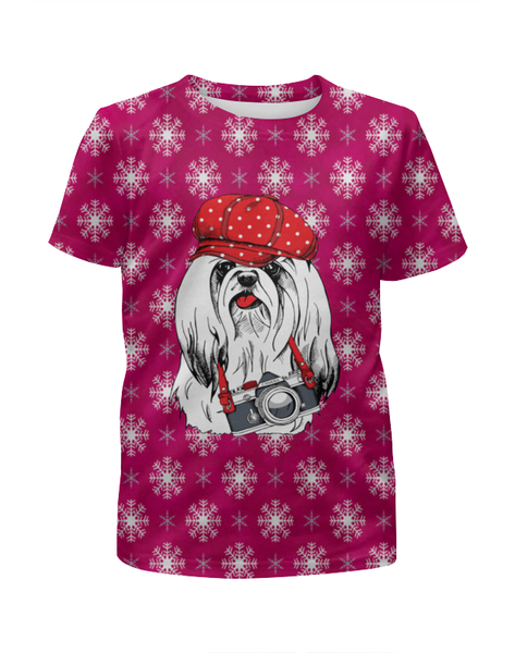 Заказать детскую футболку в Москве. Футболка с полной запечаткой для девочек Год собаки от THE_NISE  - готовые дизайны и нанесение принтов.