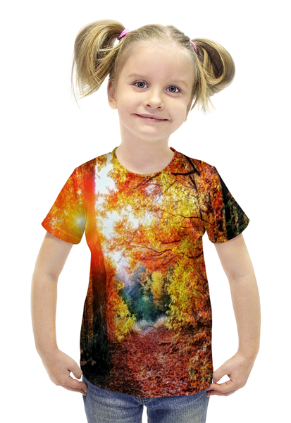 Заказать детскую футболку в Москве. Футболка с полной запечаткой для девочек Осенний пейзаж от THE_NISE  - готовые дизайны и нанесение принтов.