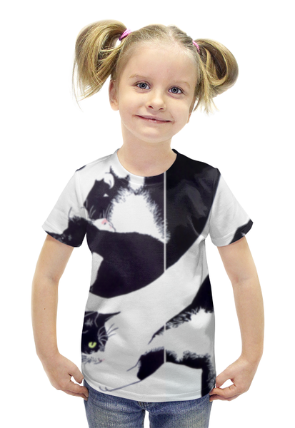 Заказать детскую футболку в Москве. Футболка с полной запечаткой для девочек кот кот  от cherdantcev - готовые дизайны и нанесение принтов.