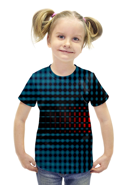 Заказать детскую футболку в Москве. Футболка с полной запечаткой для девочек Ромбики от THE_NISE  - готовые дизайны и нанесение принтов.