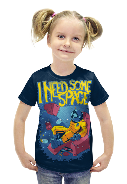Заказать детскую футболку в Москве. Футболка с полной запечаткой для девочек В космосе  от ПРИНТЫ ПЕЧАТЬ  - готовые дизайны и нанесение принтов.