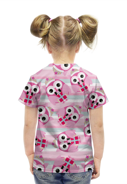 Заказать детскую футболку в Москве. Футболка с полной запечаткой для девочек Совята от Romanova - готовые дизайны и нанесение принтов.