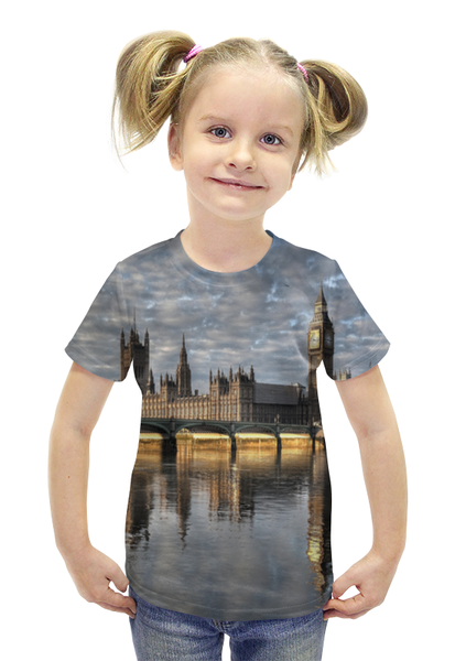 Заказать детскую футболку в Москве. Футболка с полной запечаткой для девочек Лондон от Виктор Гришин - готовые дизайны и нанесение принтов.