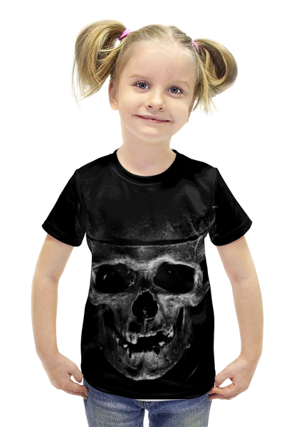 Заказать детскую футболку в Москве. Футболка с полной запечаткой для девочек Skull от Илья Щеблецов - готовые дизайны и нанесение принтов.